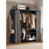 Perforated board wardrobe home bedroom simple dustproof cloth metal wardrobe iron hanger thickened floor-standing hanging wardrobe