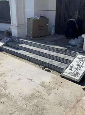 别墅室外祥云浮雕门槛石青石台阶石庭院踏步石仿古景区防滑过门石