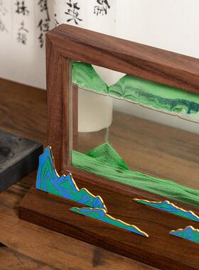 马鹿流沙画 画千里江山珐瑯彩客厅装饰摆件中国风高档刻字定制礼