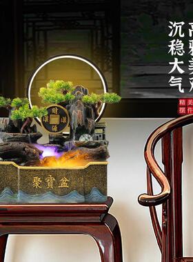 聚宝盆假山风车流水摆件循环水客厅桌面办公室生财风水轮开业送礼