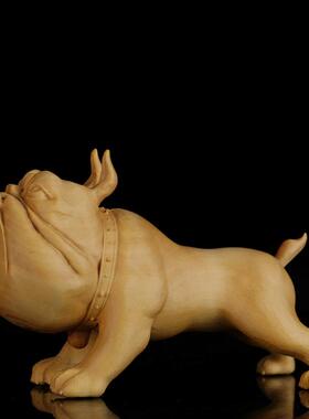 小叶黄杨木雕实木生肖狗把玩手把件雕刻工艺品创意家居卡通小摆件