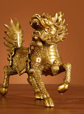 厂家全黄铜钻石麒麟火麒麟家居金属工艺品礼品家居摆件大号