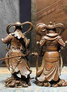 正品器实心纯铜关公武神陀菩萨佛像古玩财铜韦件手把件紫铜茶宠小