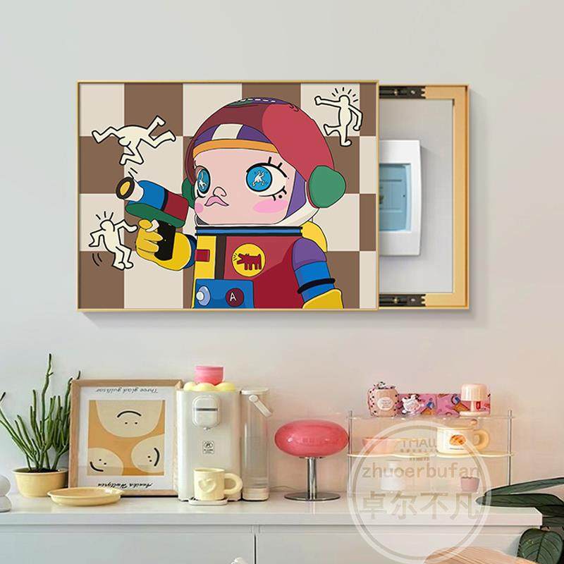 卡通人物电表箱装饰画餐厅配电箱多巴胺壁画电闸盒弱电箱遮挡挂画,淘宝优惠券,粉丝福利购,淘宝优惠卷