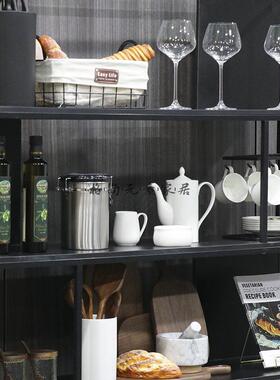 样板间展厅厨房橱柜软装饰品搭配储物罐咖啡杯组合套装