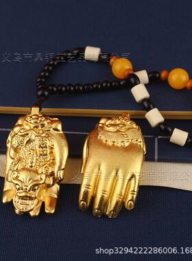 新款实心佛手招财貔貅手把件吊坠挂件黄铜工艺品桌面居家招财摆件