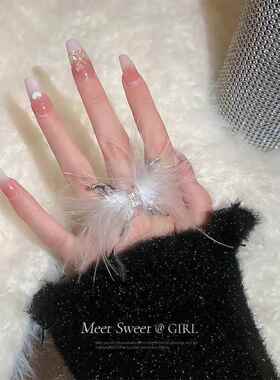 羽毛蝴蝶开口戒指ins小众时尚个性设计感食指戒简约气质百搭指环