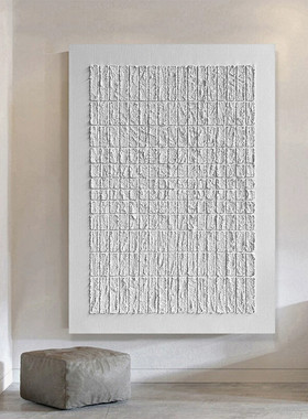 纯手绘油画 现代简约抽象油画 玄关装饰画 沙发挂画 白色立体肌理
