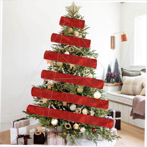 Christmas golden onion fans with Christmas tree ribbon - 图1