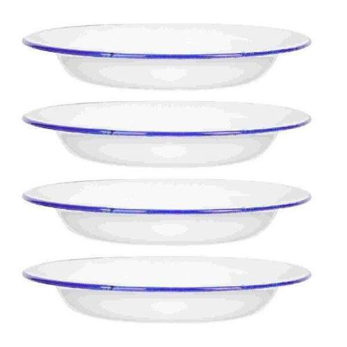 4 Pcs Enamel Plates and Bowls White Serving Platters Food - 图0