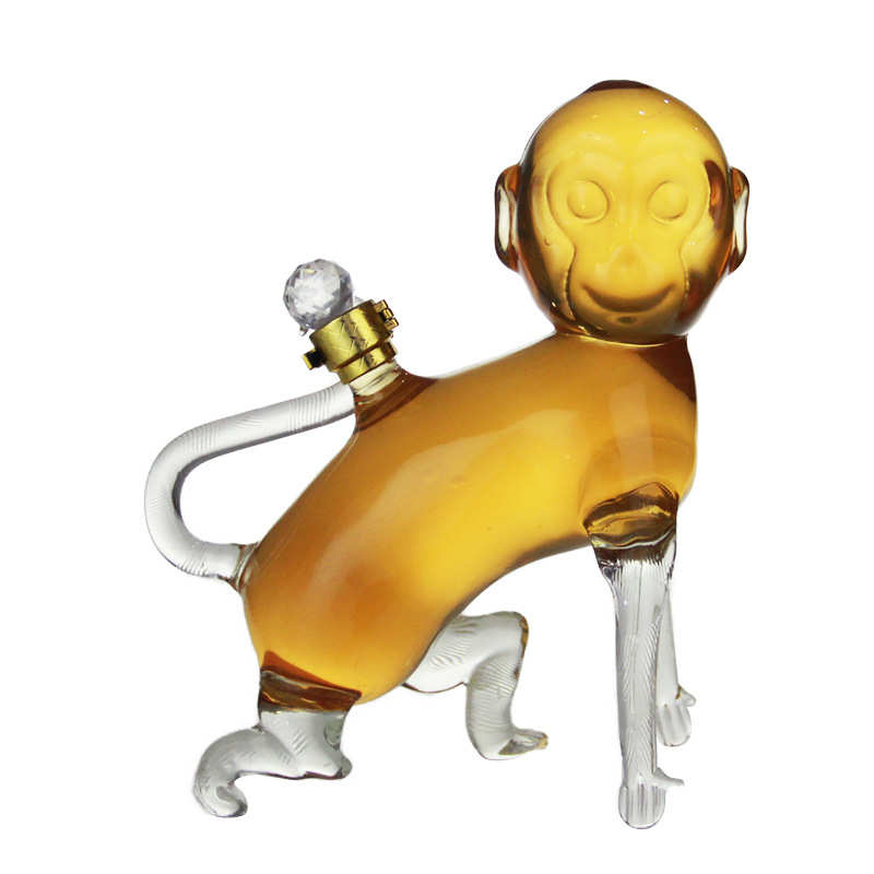 Zodiac monkey blank wine bottle glass craft wine bottle animal wine bottle empty wine bottle decanter soaking wine bottle