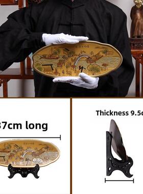 新中国风陶瓷板饰品博古架客厅入口书柜隔间破碎展示家庭好运工艺