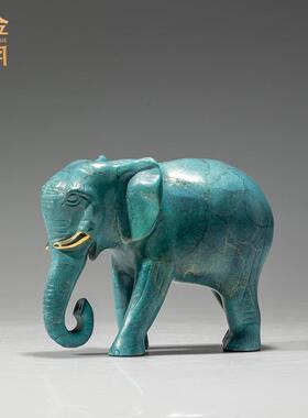 铜金岁月富贵吉祥黄铜大象摆件客厅餐厅角柜样板房大象铜器铜摆件