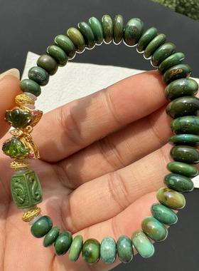 天然原矿瓷釉级小扣子手链 单圈手串18k金配饰尺寸约6.7×11.2mm