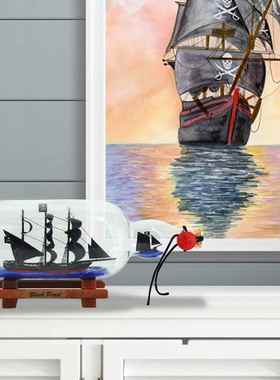 黑珍珠号加勒比海盗瓶中船玻璃漂流瓶许愿瓶创意工艺品礼物小摆件