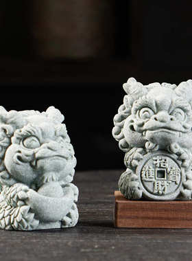 创意招财摆件装饰景观龙年生肖礼品桌面鱼缸造景茶家居宠盆栽中式