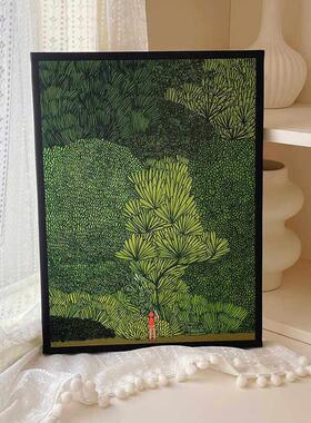 北欧绿色森林客厅玄关装饰画 ins简约轻奢卧室餐厅挂画电视柜摆件