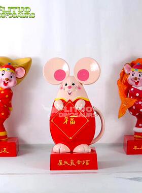 自贡老鼠塑 LT-BG-06玻璃通钢卡老鼠 雕树脂老鼠雕塑 通老鼠卡 鼠