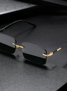 Retro Sunglasses Men Brand Designer Fashion Rimless Sun Glas