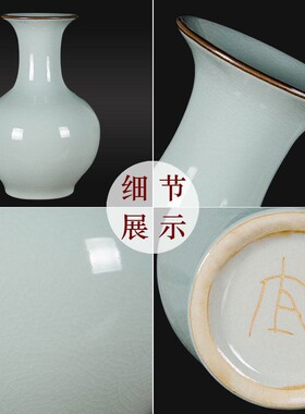 景德镇陶瓷官窑干花花瓶仿古中式青花瓷客厅电视柜插花装饰品摆件