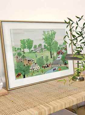 摩西奶奶挂画小清新风景美式田园餐厅正方形卧室治愈系装饰画壁画