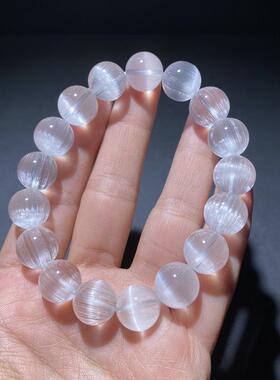 天然拉丝白托帕手链大颗粒男女款单圈圆珠手串珠链珠串规格12.5mm