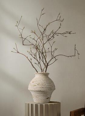 天然理侘石石底花瓶装饰大摆件寂风玄关客厅高级轻洞石奢简约