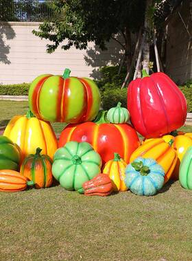 玻璃钢真蔬菜水果雕塑西蓝花茄子荔枝南瓜摆件户外园林农场草坪