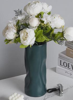 褶皱摆件客厅电视柜简约插花北欧餐桌装饰玄关莫花瓶兰迪陶瓷奢轻