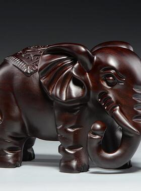 黑檀艺木大象雕摆件红木家居办公室木头WOQ居象装饰工品开业新刻