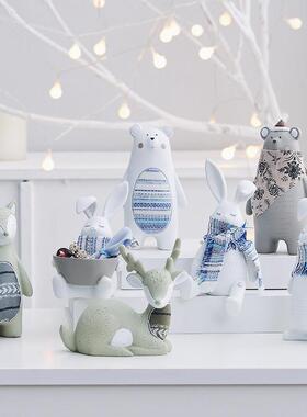 北欧小兔子摆件书柜可爱稳定情绪儿童房装饰女生工艺品高级感小众