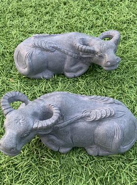 石雕牛摆件石牛青石牛石卧牛石材雕刻工艺品石头家居客厅装饰石牛