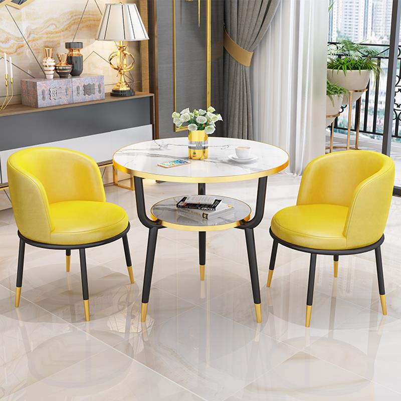 洽谈桌椅组合家用阳台休闲圆桌茶几餐厅奶茶店售楼处接待商用桌子 - 图1