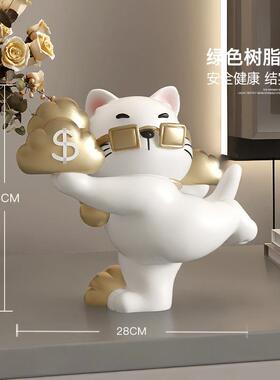 创意青松招财猫桌面摆件情绪稳定神器高级感小众卧室生日开业礼物