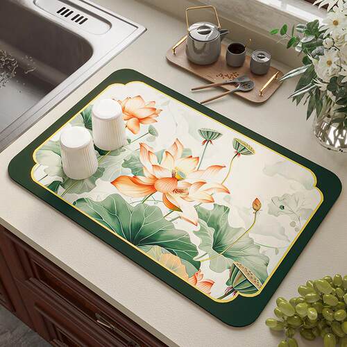 厨房台面矽藻泥沥水垫防滑隔热防烫吸水餐桌垫桌面杯垫茶吧台垫子 - 图3