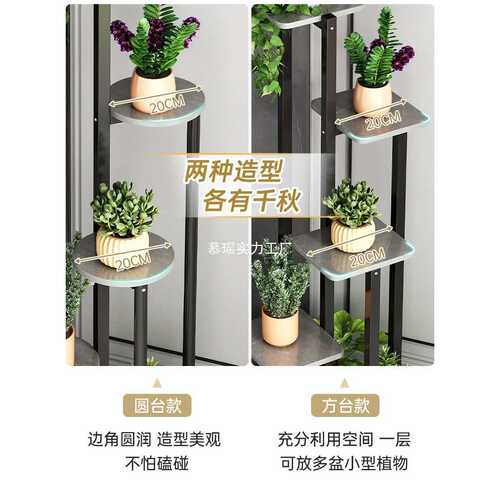 轻奢花架子客厅落地式铁艺阳台花盆置物架室内电视柜旁植物摆放架 - 图1