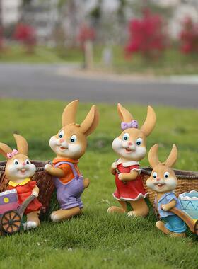 户外花园庭院别墅园艺卡通动物大号树脂兔子创意花盆雕塑装饰摆件