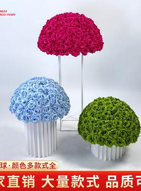 婚庆花球彷真花半圆韩式婚礼花艺装饰玫瑰大红色粉色香槟绣球花球