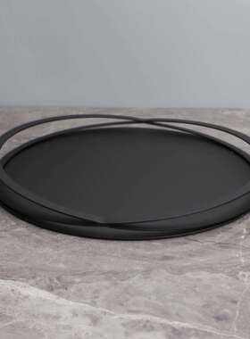 现代简约黑色金属托盘样板房办公室家居客厅创意收纳果盘软装饰品