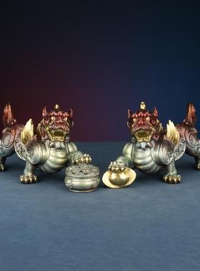 黄铜貔貅摆件一对办公室家居工艺品乔迁开业礼品