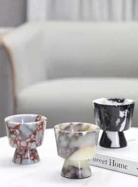 现简约天然大理石代香杯艺装饰摆件客术薰厅卧室电视1969柜家居装