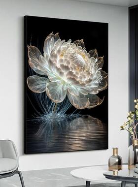 现代简约的入口大厅挂画平易近人的豪华鲜花盛开的财富客厅沙发黑