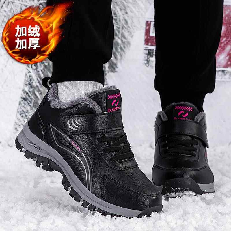 Authentic old Beijing cotton shoes for men in winter plus velvet plus elderly dad shoes with thick leather surface waterproof for middle-aged and elderly people to keep warm in winter