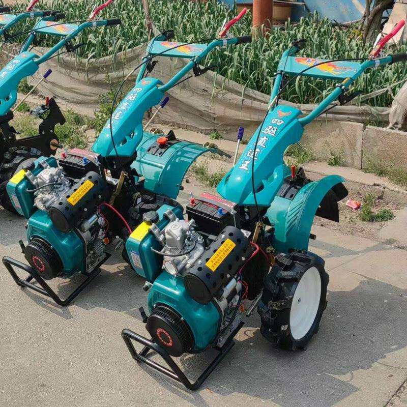 Manufacturer's best-selling direct-connected four-wheel drive micro tillage machine, flood and drought dual-purpose diesel rotary tiller, multi-functional soil loosening tiller