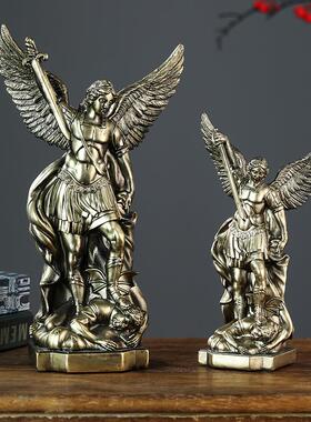 桌面摆件饰中潮希腊战神件流树脂工艺品办公摆装室雕像仿铜女神摆