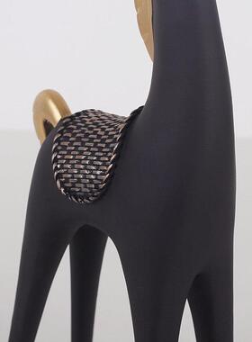 北欧创意母子黑马动物摆件家居装饰工艺品客厅电视柜摆设礼物礼品