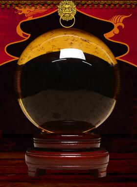 黄水晶球摆件招财镇黄色风水球客厅办公室宅装饰开业乔迁生日礼物