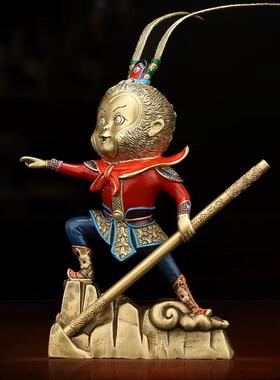 一件可发纯黄铜孙悟空美猴王大圣卡通人物摆件电视柜玄关装饰品