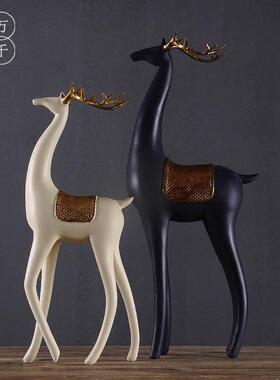 简约现代树脂麋鹿家居软装饰品摆件 书房客厅电视柜博古架工艺礼