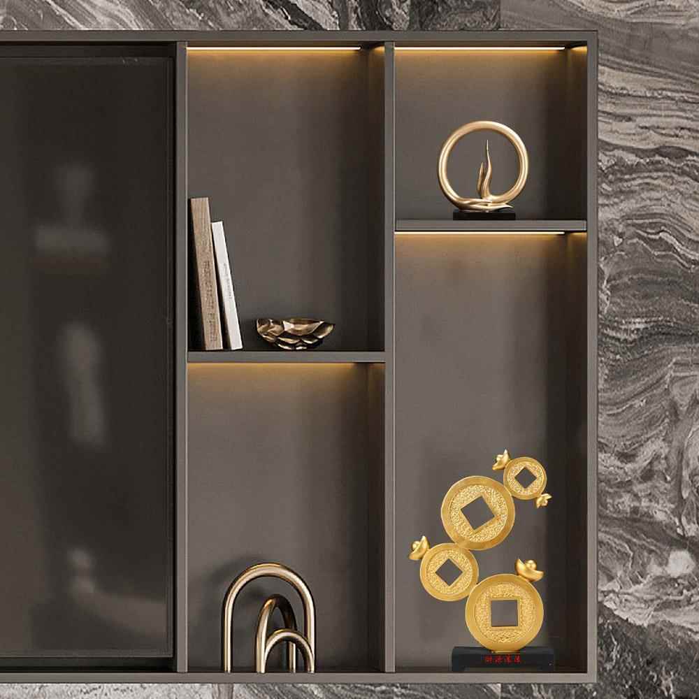 财源滚滚铜钱摆件新中式高端客厅玄关办公室桌面酒柜装饰品工艺品 - 图3